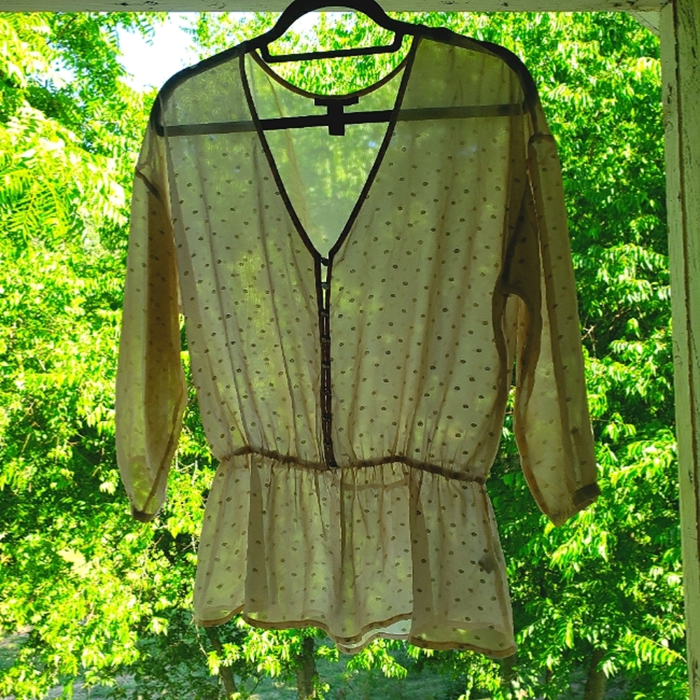 Medium Forever 21 Polka Dot Peplum Blouse